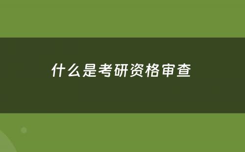 什么是考研资格审查 