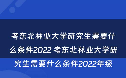 考东北林业大学研究生需要什么条件2022 考东北林业大学研究生需要什么条件2022年级