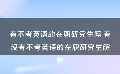 有不考英语的在职研究生吗 有没有不考英语的在职研究生院校