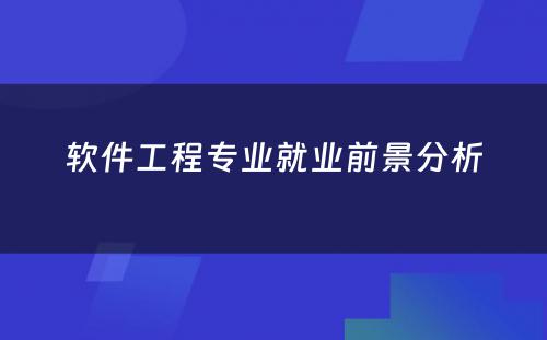 软件工程专业就业前景分析