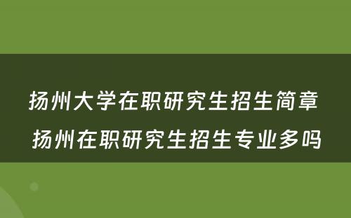 扬州大学在职研究生招生简章 扬州在职研究生招生专业多吗