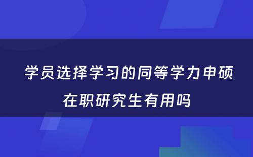  学员选择学习的同等学力申硕在职研究生有用吗