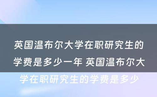 英国温布尔大学在职研究生的学费是多少一年 英国温布尔大学在职研究生的学费是多少