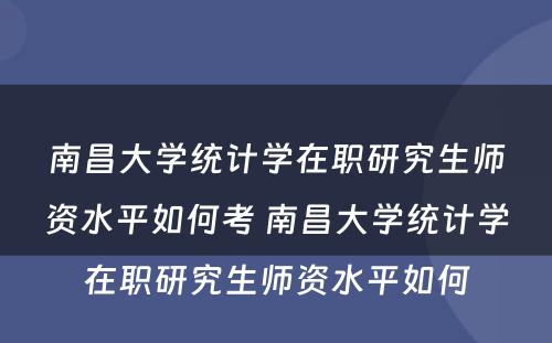 南昌大学统计学在职研究生师资水平如何考 南昌大学统计学在职研究生师资水平如何