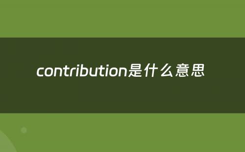 contribution是什么意思 