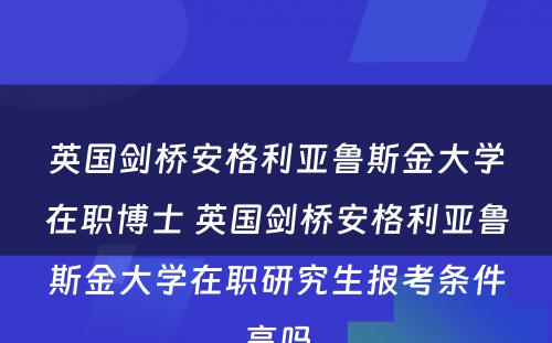 英国剑桥安格利亚鲁斯金大学在职博士 英国剑桥安格利亚鲁斯金大学在职研究生报考条件高吗