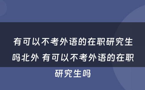 有可以不考外语的在职研究生吗北外 有可以不考外语的在职研究生吗