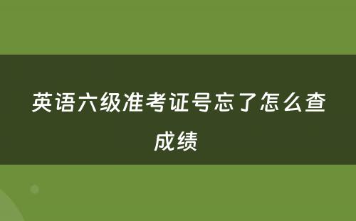 英语六级准考证号忘了怎么查成绩 