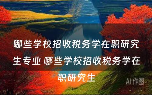 哪些学校招收税务学在职研究生专业 哪些学校招收税务学在职研究生