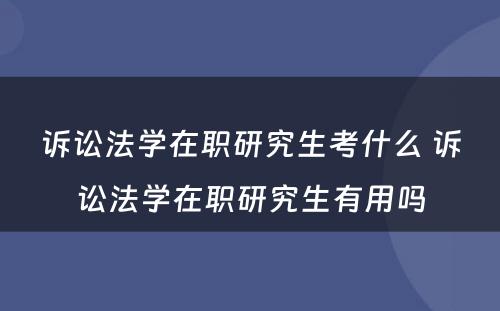 诉讼法学在职研究生考什么 诉讼法学在职研究生有用吗