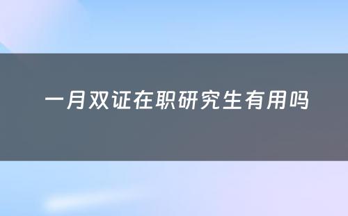  一月双证在职研究生有用吗