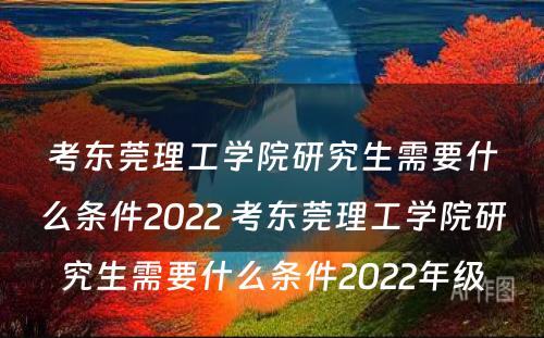 考东莞理工学院研究生需要什么条件2022 考东莞理工学院研究生需要什么条件2022年级