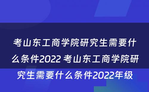 考山东工商学院研究生需要什么条件2022 考山东工商学院研究生需要什么条件2022年级