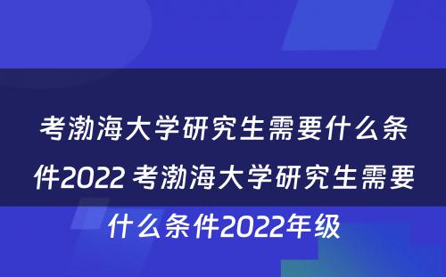 考渤海大学研究生需要什么条件2022 考渤海大学研究生需要什么条件2022年级
