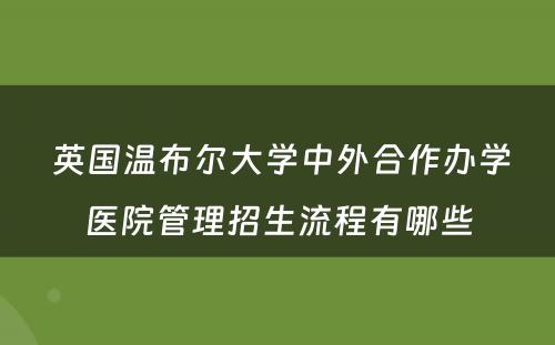  英国温布尔大学中外合作办学医院管理招生流程有哪些