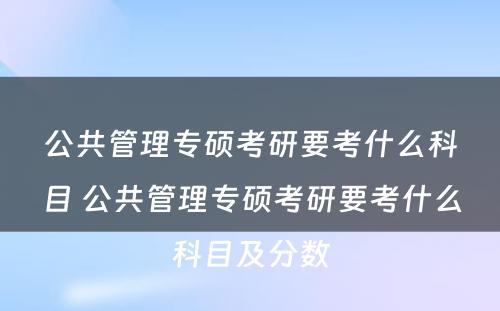 公共管理专硕考研要考什么科目 公共管理专硕考研要考什么科目及分数