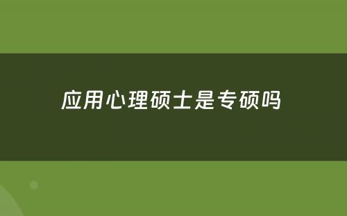 应用心理硕士是专硕吗 