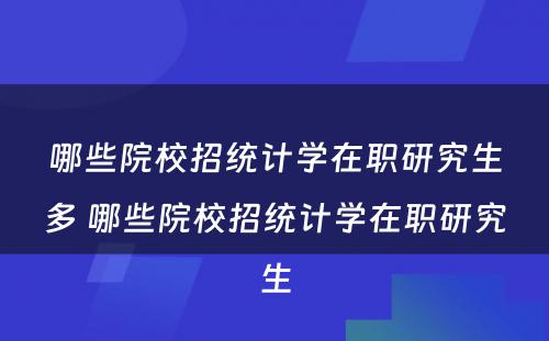 哪些院校招统计学在职研究生多 哪些院校招统计学在职研究生