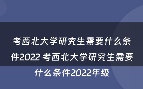 考西北大学研究生需要什么条件2022 考西北大学研究生需要什么条件2022年级