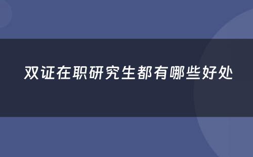  双证在职研究生都有哪些好处