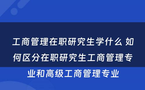 工商管理在职研究生学什么 如何区分在职研究生工商管理专业和高级工商管理专业