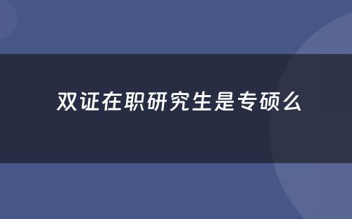  双证在职研究生是专硕么