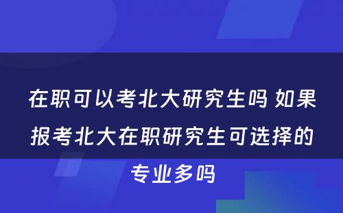 在职可以考北大研究生吗 如果报考北大在职研究生可选择的专业多吗