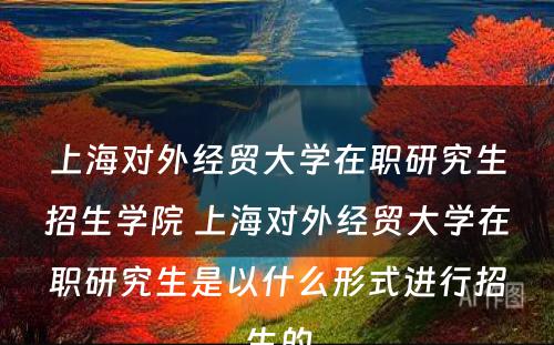 上海对外经贸大学在职研究生招生学院 上海对外经贸大学在职研究生是以什么形式进行招生的