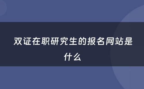  双证在职研究生的报名网站是什么