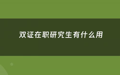  双证在职研究生有什么用