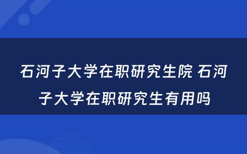 石河子大学在职研究生院 石河子大学在职研究生有用吗