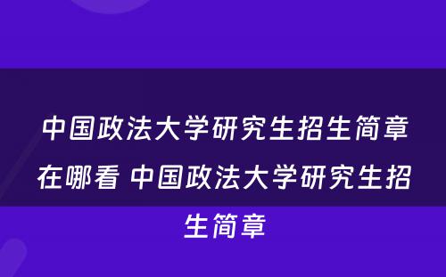 中国政法大学研究生招生简章在哪看 中国政法大学研究生招生简章