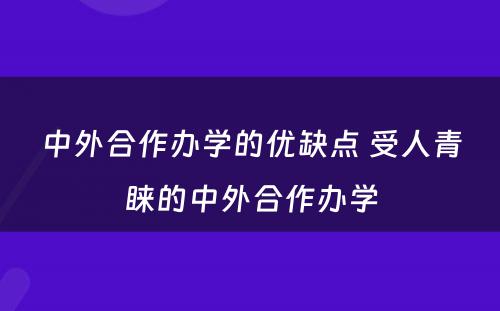 中外合作办学的优缺点 受人青睐的中外合作办学