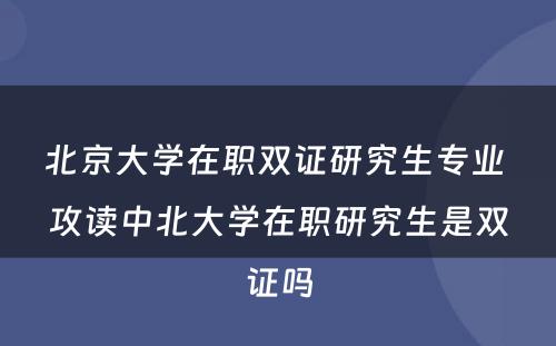 北京大学在职双证研究生专业 攻读中北大学在职研究生是双证吗