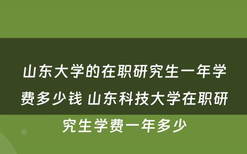 山东大学的在职研究生一年学费多少钱 山东科技大学在职研究生学费一年多少