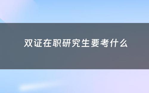  双证在职研究生要考什么