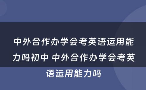 中外合作办学会考英语运用能力吗初中 中外合作办学会考英语运用能力吗