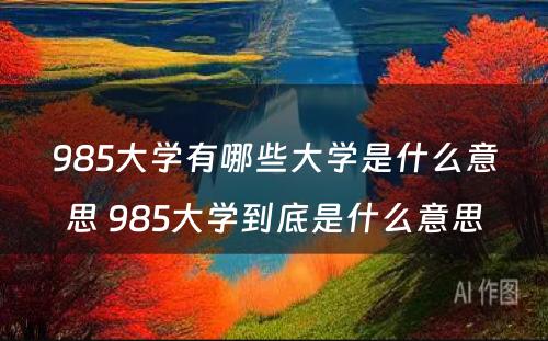 985大学有哪些大学是什么意思 985大学到底是什么意思