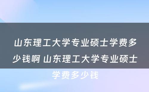 山东理工大学专业硕士学费多少钱啊 山东理工大学专业硕士学费多少钱