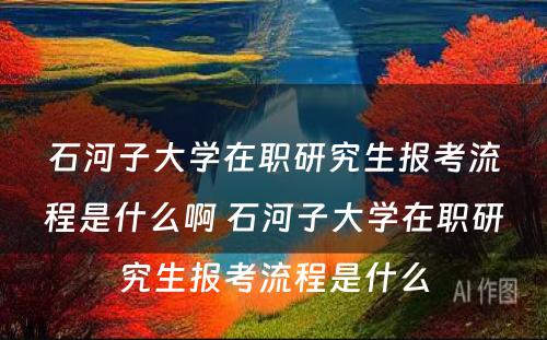 石河子大学在职研究生报考流程是什么啊 石河子大学在职研究生报考流程是什么