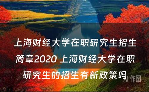 上海财经大学在职研究生招生简章2020 上海财经大学在职研究生的招生有新政策吗