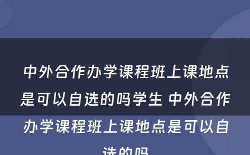 中外合作办学课程班上课地点是可以自选的吗学生 中外合作办学课程班上课地点是可以自选的吗