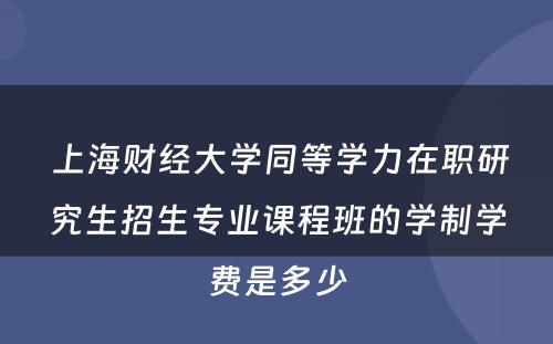  上海财经大学同等学力在职研究生招生专业课程班的学制学费是多少