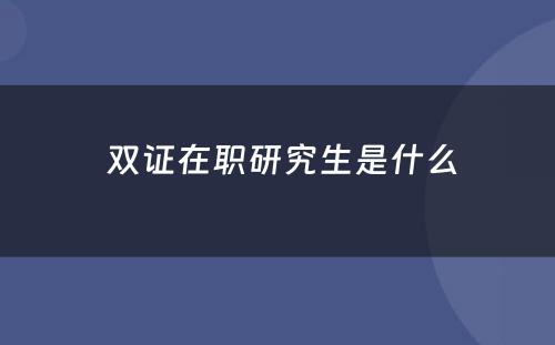  双证在职研究生是什么