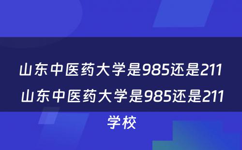 山东中医药大学是985还是211 山东中医药大学是985还是211学校