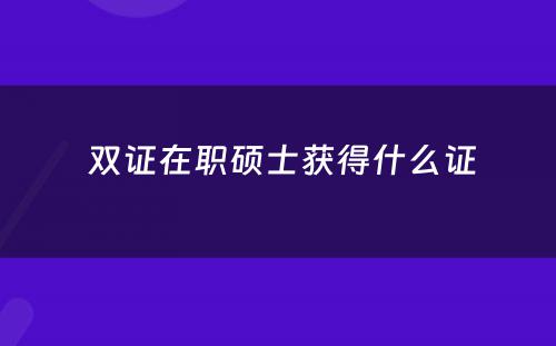  双证在职硕士获得什么证