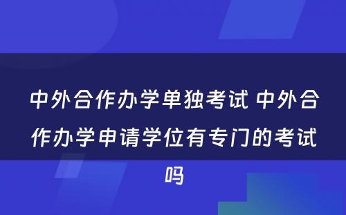 中外合作办学单独考试 中外合作办学申请学位有专门的考试吗