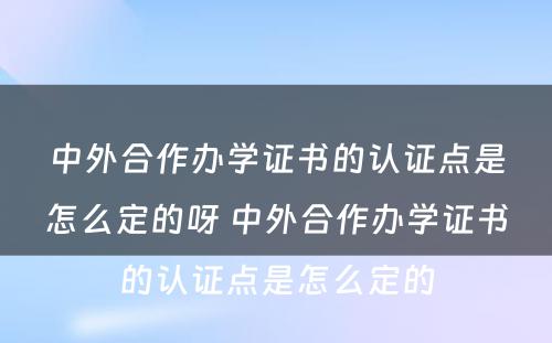 中外合作办学证书的认证点是怎么定的呀 中外合作办学证书的认证点是怎么定的