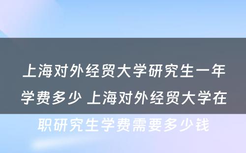 上海对外经贸大学研究生一年学费多少 上海对外经贸大学在职研究生学费需要多少钱