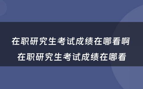 在职研究生考试成绩在哪看啊 在职研究生考试成绩在哪看